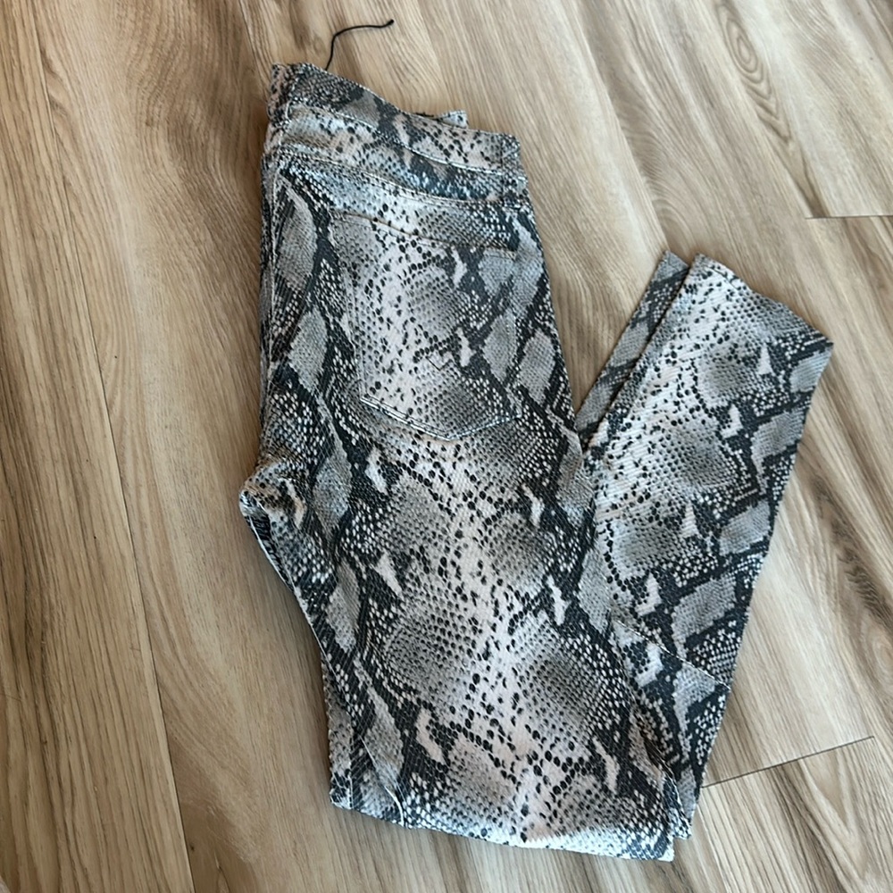 Hudson snake skin printed leather skinny pants